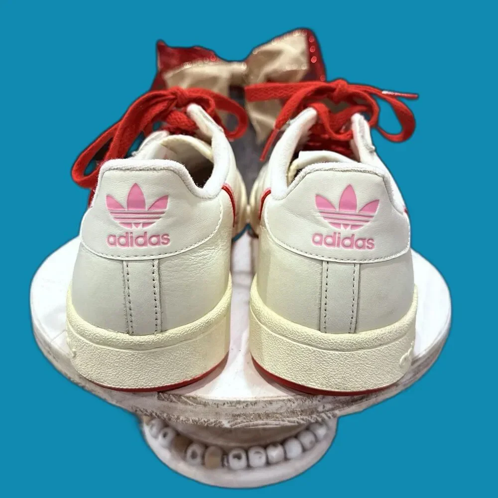 Size 9.5W/8M - Adidas Continental 80 White Shock Red/Pink